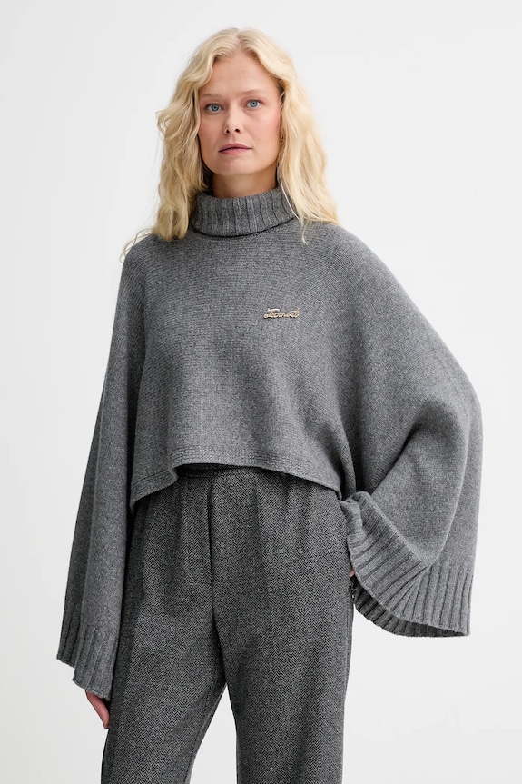 Twinset pulover din amestec de lână subtiri gri 252TT3422