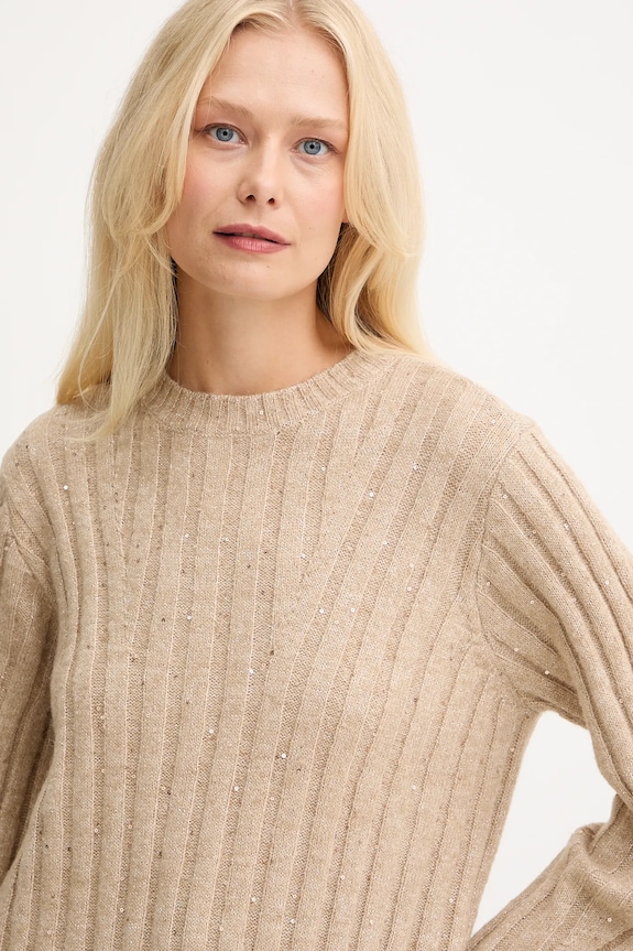 Twinset pulover din amestec de lână bej 252AT3150