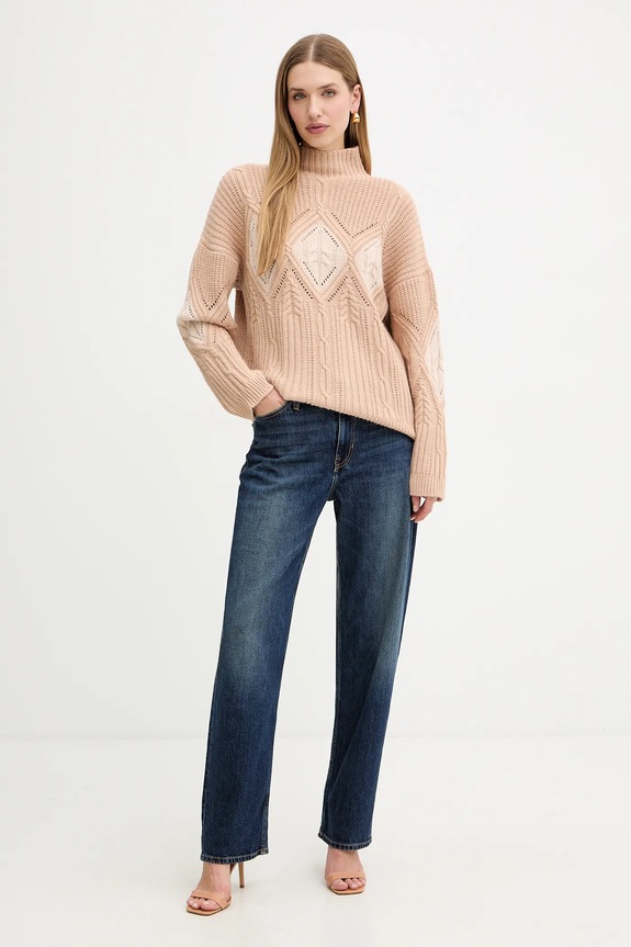 Πουλόβερ με προσθήκη μαλλιού Twinset 252TT3290 πορτοκαλί AW25