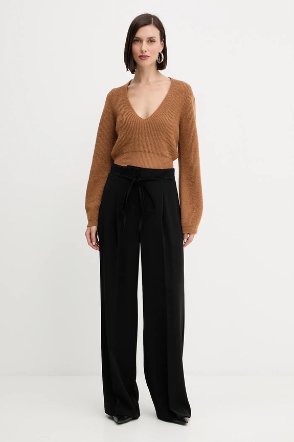 Μάλλινη μπλουζα Twinset 252TT3062 καφέ AW25