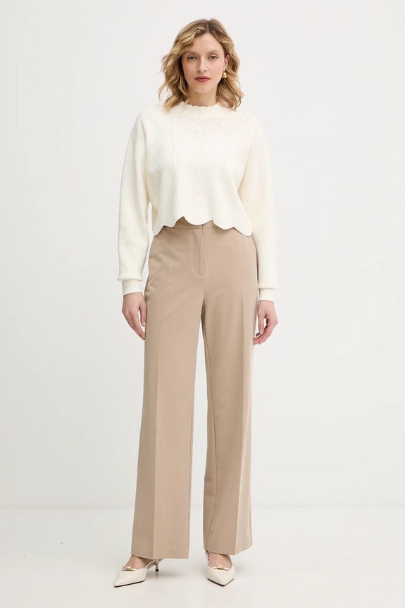 Twinset sweter z domieszką wełny 252TT3210 beżowy AW25