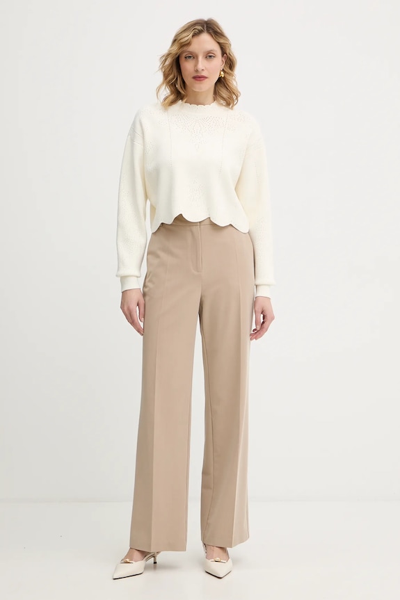 Twinset sweter z domieszką wełny 252TT3210 beżowy AW25