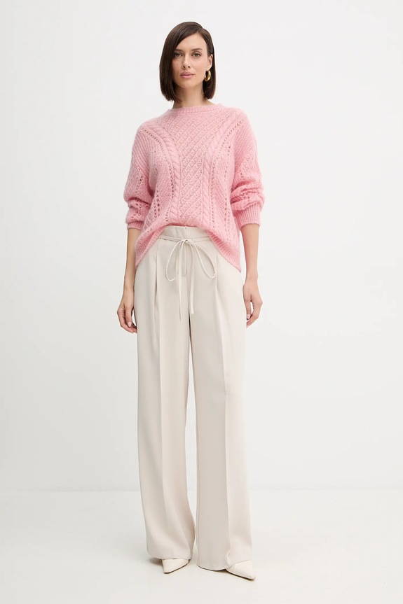 Twinset sweter z wełną 252TT3201 różowy AW25