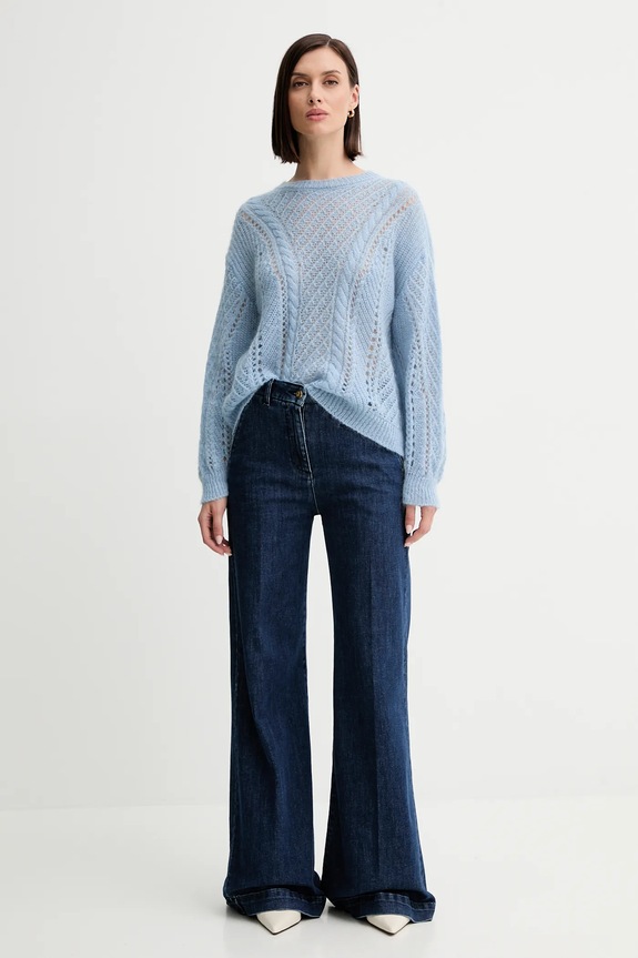 Vlnený sveter Twinset 252TT3201 modrá AW25
