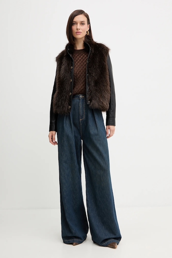 Μάλλινη μπλουζα Twinset 252TT3201 καφέ AW25