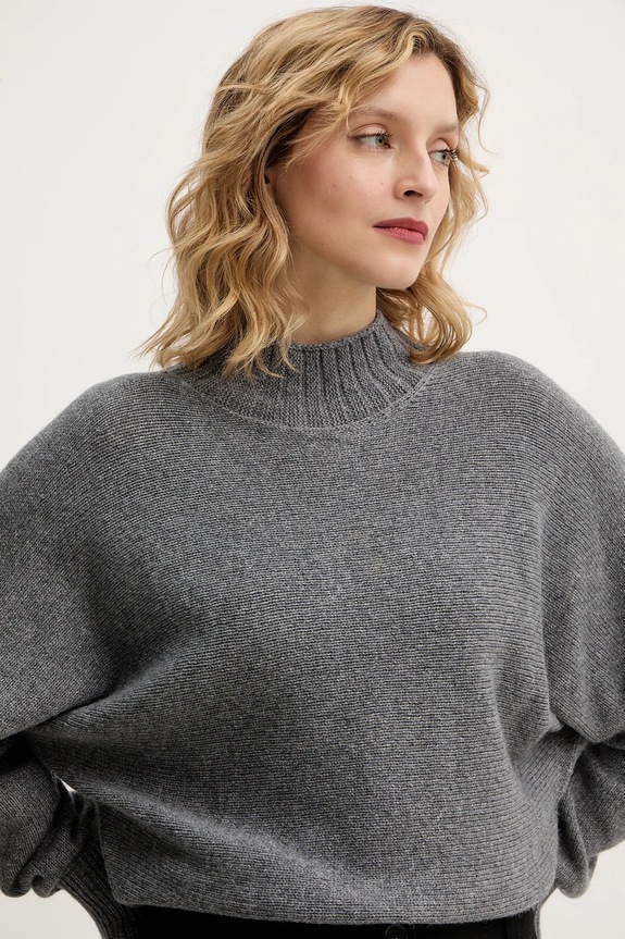 Twinset sweter z dodatkiem wełny szary 252TT3353