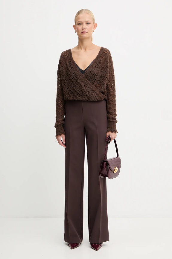 Twinset pulover cu adaos de mohair 252TT3200 maro AW25