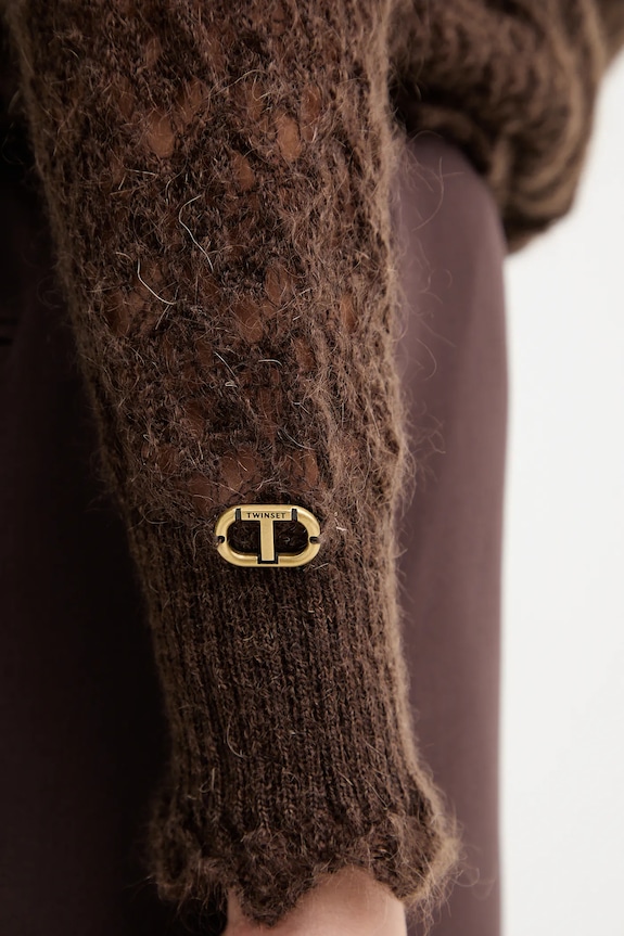 Twinset pulover cu adaos de mohair 252TT3200 maro