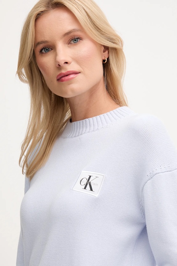 Βαμβακερό πουλόβερ Calvin Klein Jeans μπλε LV047D351G