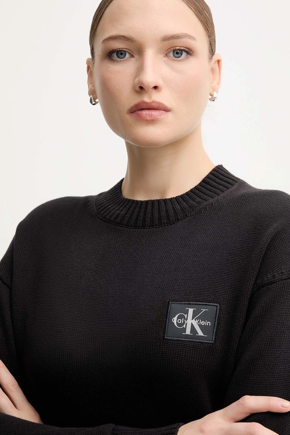 Calvin Klein Jeans pulover de bumbac negru LV047D351G
