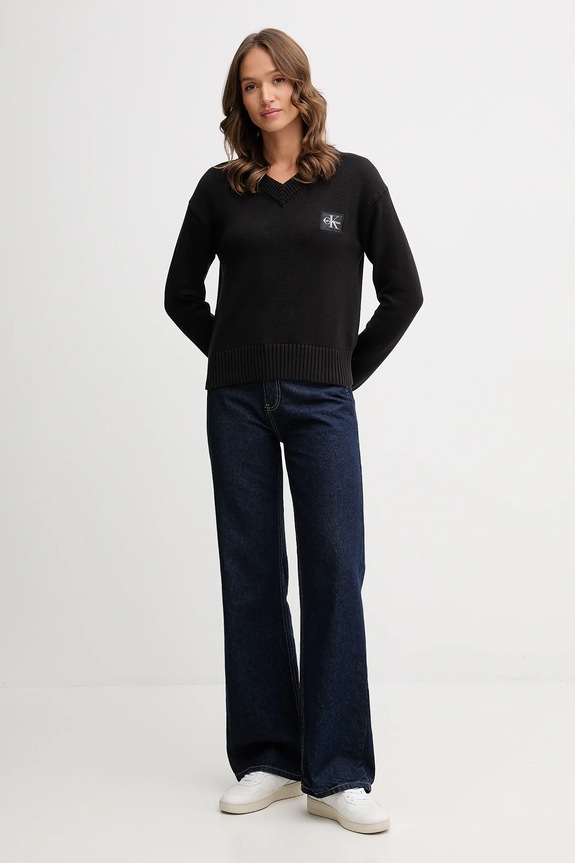 Βαμβακερό πουλόβερ Calvin Klein Jeans LV047D352G μαύρο AW25