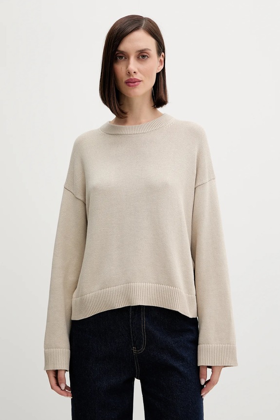 Calvin Klein Jeans sweter bawełniany bawełna beżowy LV047D305G