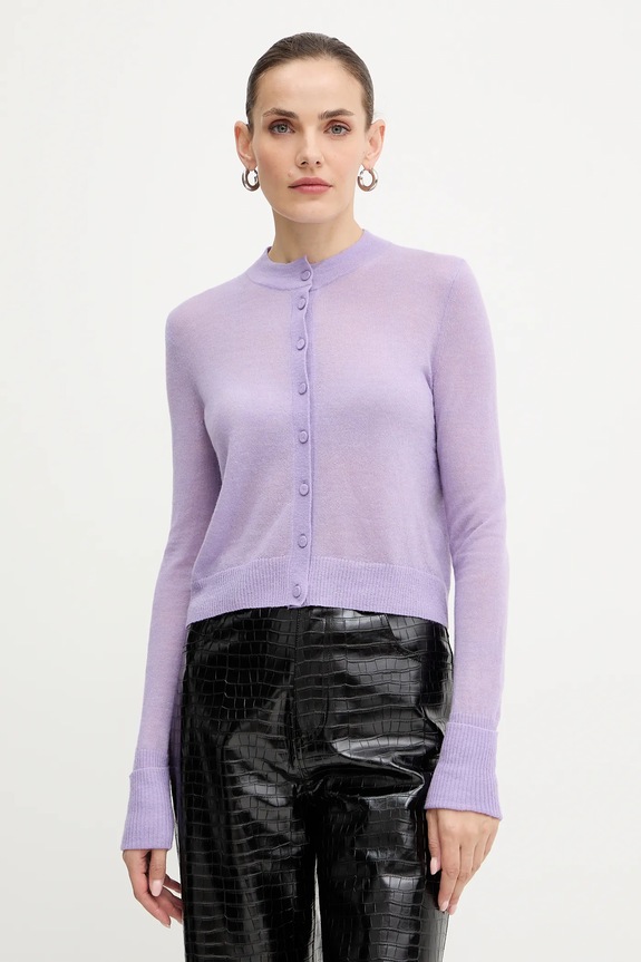 MAX&Co. kardigan z wełną cienka fioletowy 2526346033200