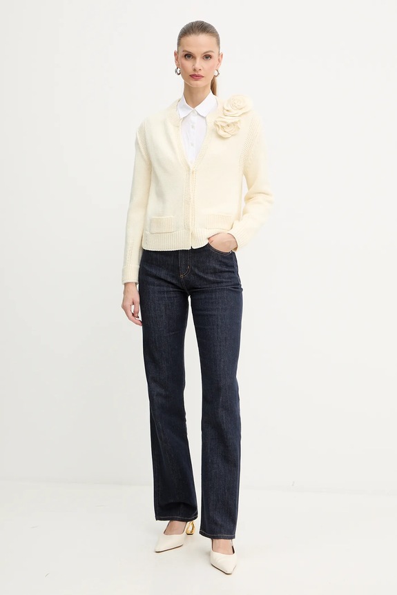 Luisa Spagnoli gyapjú kardigán 100080 bézs AW25