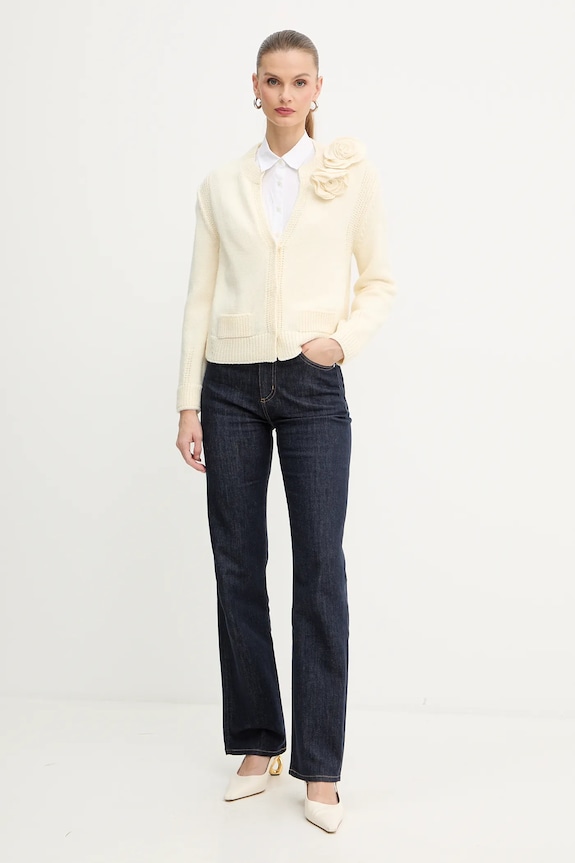 Luisa Spagnoli gyapjú kardigán 100080 bézs AW25