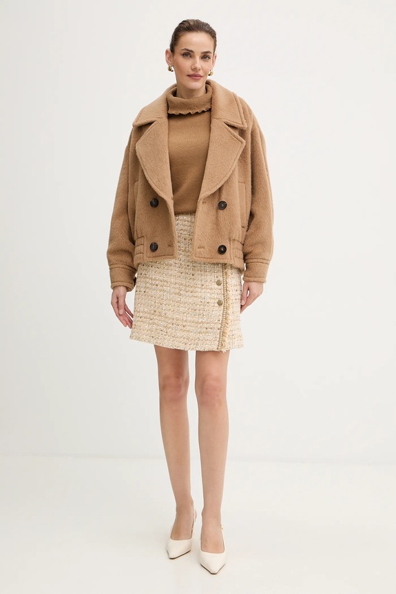 Luisa Spagnoli pulover de lână 100236 maro AW25