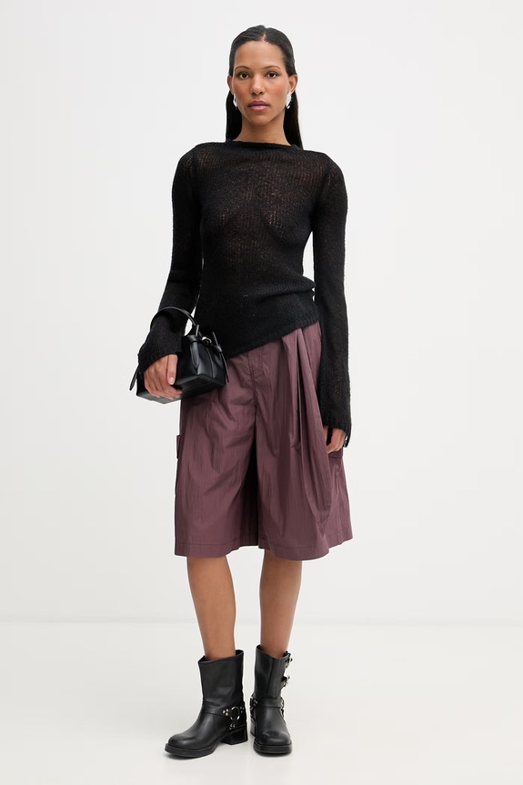 Pulover z dodatkom volne Heliot Emil AW25.W.07.083.BLK01 črna AW25