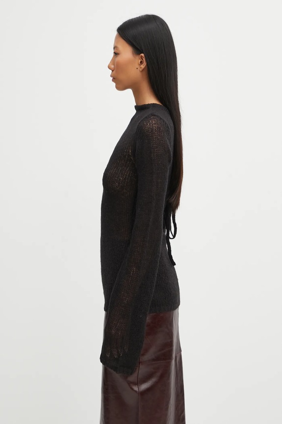 Heliot Emil sweter z dodatkiem wełny AW25.W.07.083.BLK01 czarny AW25
