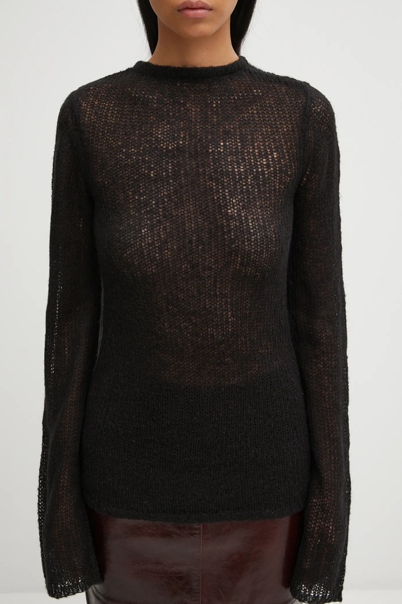 Heliot Emil sweter z dodatkiem wełny czarny AW25.W.07.083.BLK01