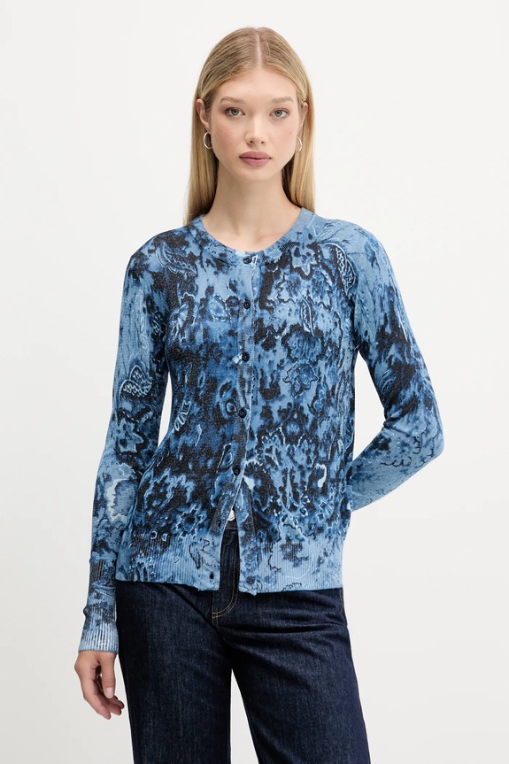 Desigual cardigan KASSIDY cu modele albastru 25WWJF12