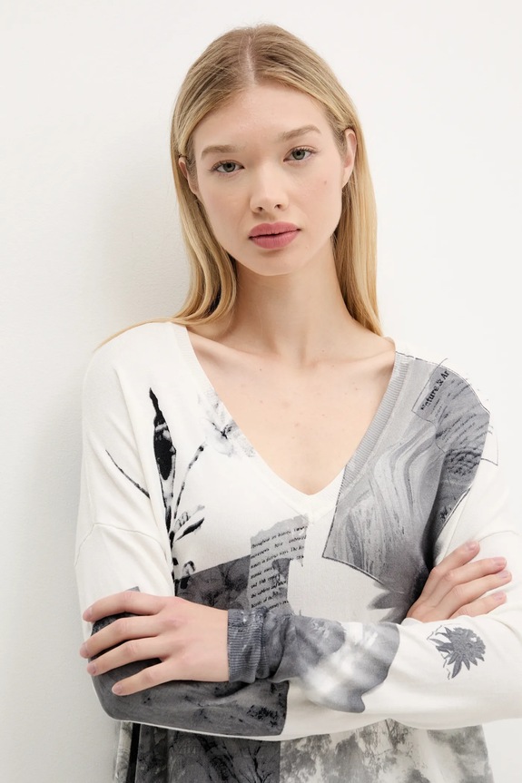 Πουλόβερ Desigual GOTEMBURGO μπεζ 25WWJF15