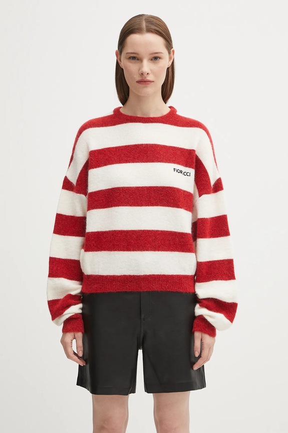 Fiorucci maglione in lana Cropped Alpaca stampa all-over rosso W02FPKSW448KN11RD02