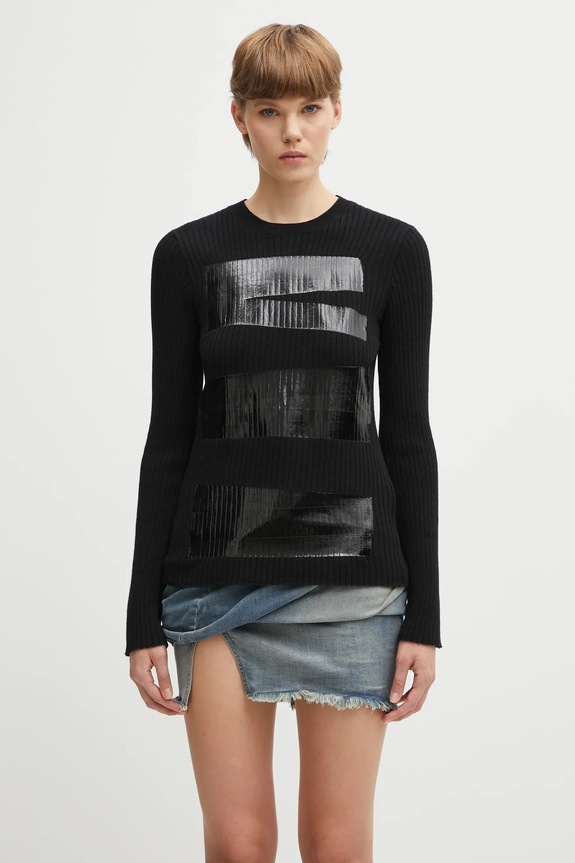 MM6 Maison Margiela pulover din amestec de lână subtiri negru S62HL0041.M13196.900S