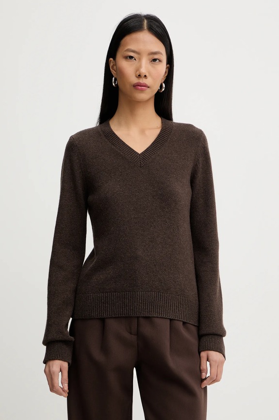 MM6 Maison Margiela pulóver gyapjúkeverékből sima barna S62HN0007.M13187.144