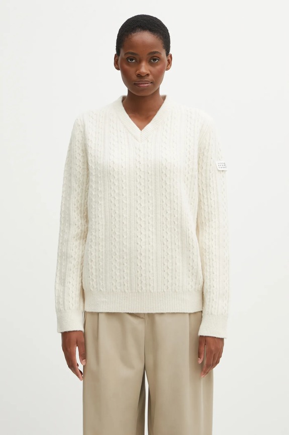 MM6 Maison Margiela pulover din amestec de lână grosime medie bej S62HN0008.M13195.102