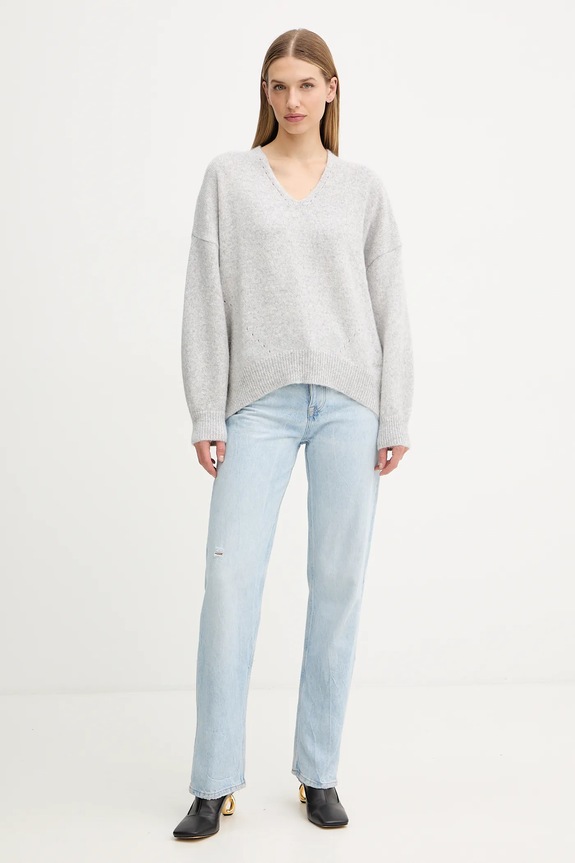 BOSS Orange sweter z dodatkiem wełny C Fondyssa 50550464 szary AW25