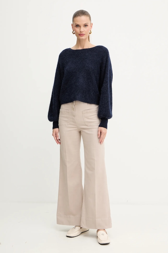 Marella sweter z dodatkiem wełny 2523366384200 granatowy AW25