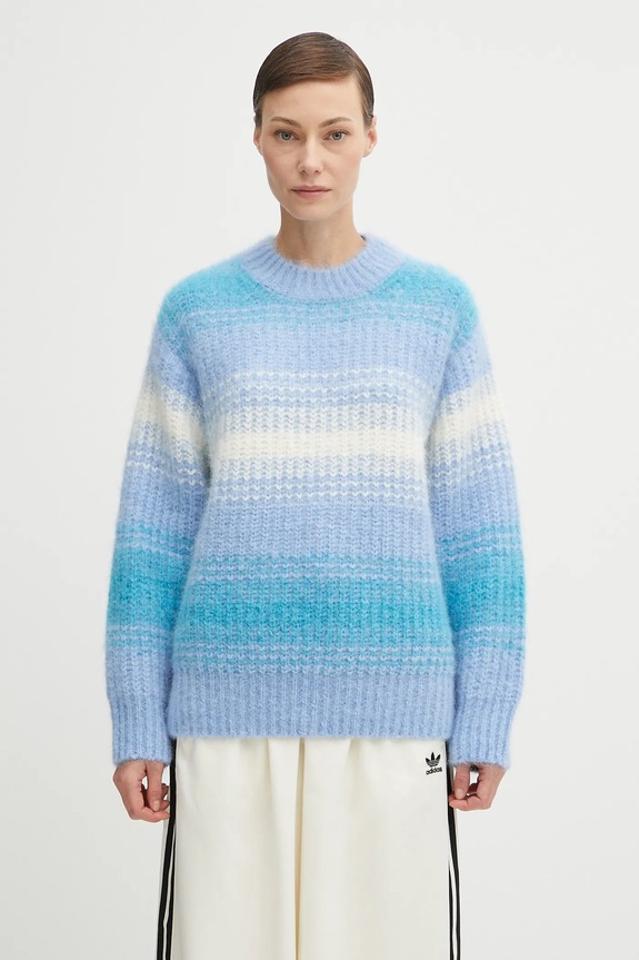 Kenzo wool blend jumper Speed Stripe Hairy Knit Jumper medium thickness blue FF62PU7163CG