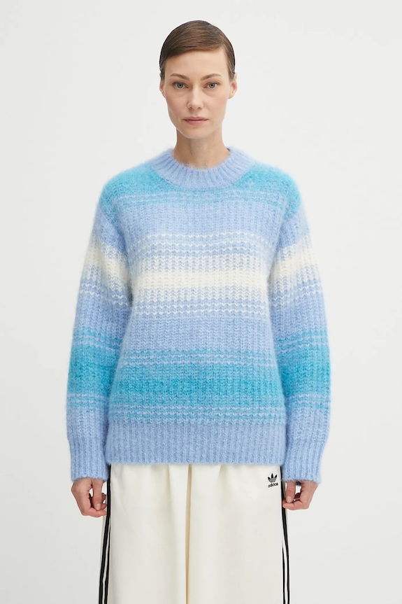 Kenzo wool blend jumper Speed Stripe Hairy Knit Jumper medium thickness blue FF62PU7163CG