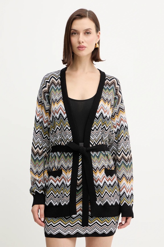 Missoni kardigan z dodatkiem wełny cienka brązowy DS25WM0O.BK01CQ