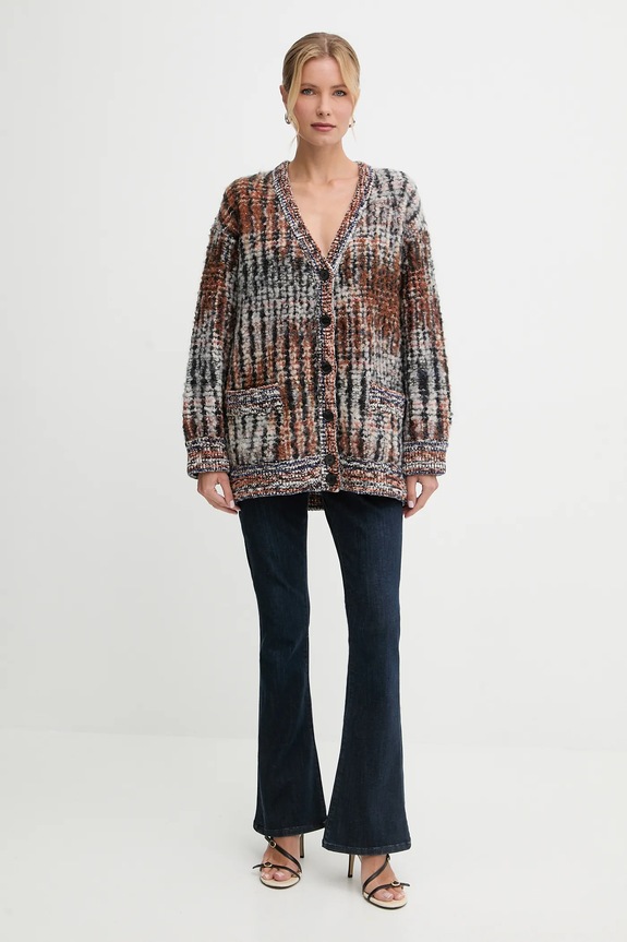 Missoni gyapjú kardigán DS25WM1N.BC005M barna AW25