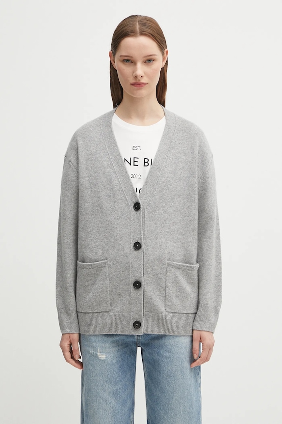 Anine Bing cashmere cardigan jackson plain gray A.09.10222