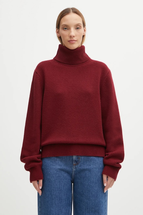 Anine Bing sweter wełniany idra golf bordowy A.09.11270
