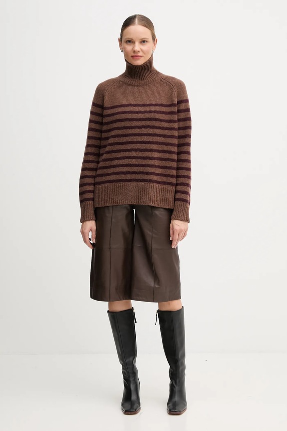 Tommy Hilfiger sweter wełniany WW0WW46413 brązowy AW25