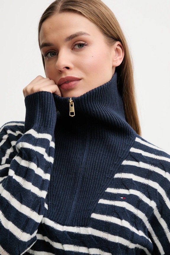 Tommy Hilfiger sweter wełniany WW0WW46425 granatowy