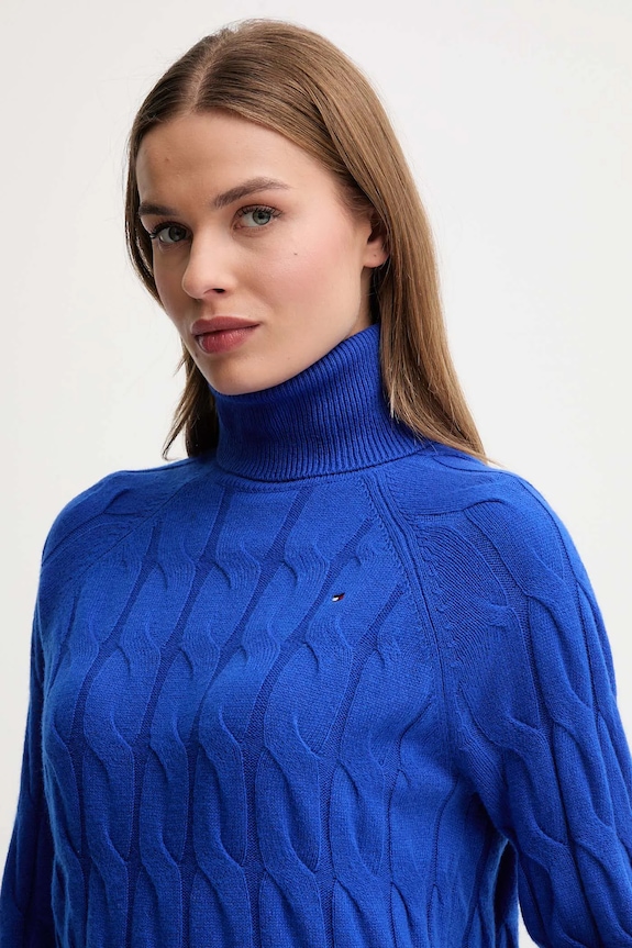 Vlněný svetr Tommy Hilfiger modrá WW0WW46791
