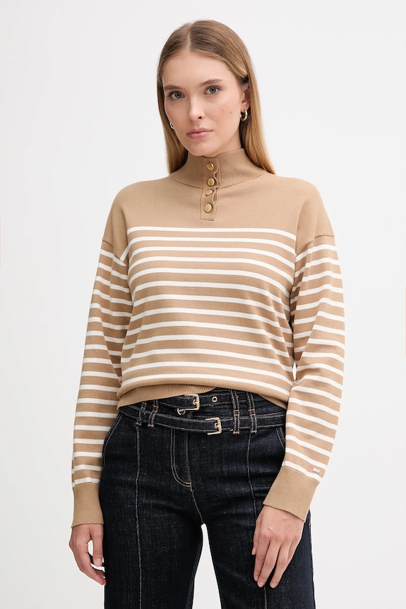 Svetr Tommy Hilfiger propínací béžová WW0WW47467