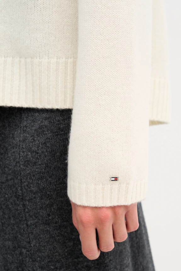 Tommy Hilfiger gyapjú pulóver WW0WW47645 bézs