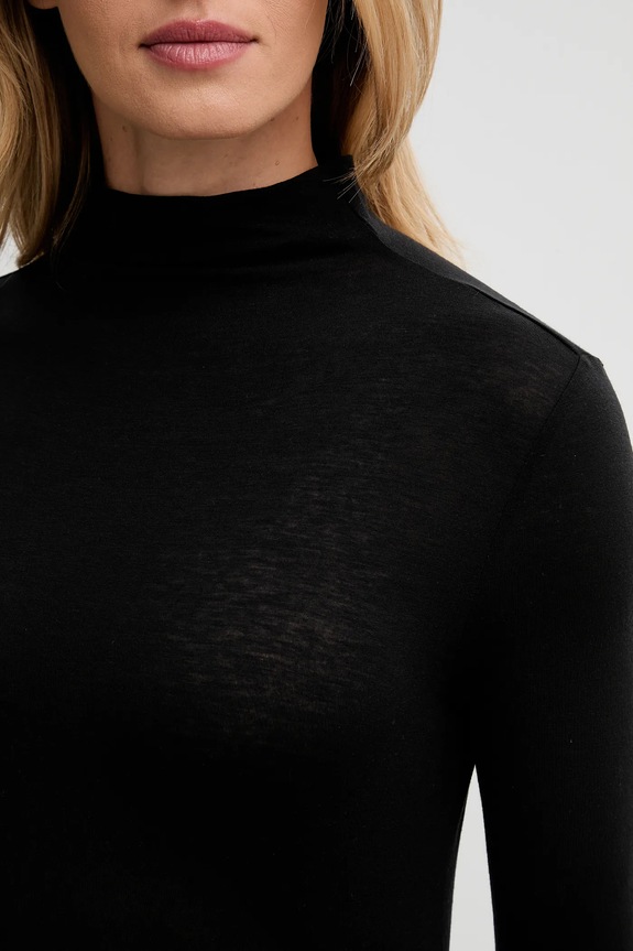 Tričko s dlhým rukávom s prímesou vlny Calvin Klein LV044D239G čierna