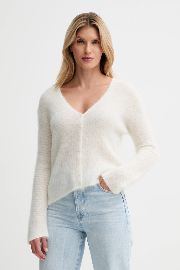 Kardigan s prímesou vlny Calvin Klein stredne hrubá béžová LV044D344G
