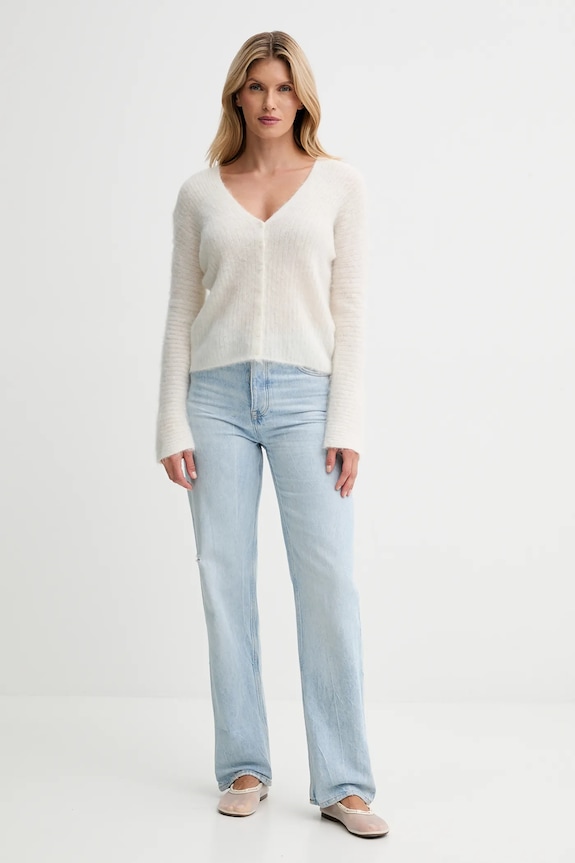 Kardigan s prímesou vlny Calvin Klein LV044D344G béžová AW25
