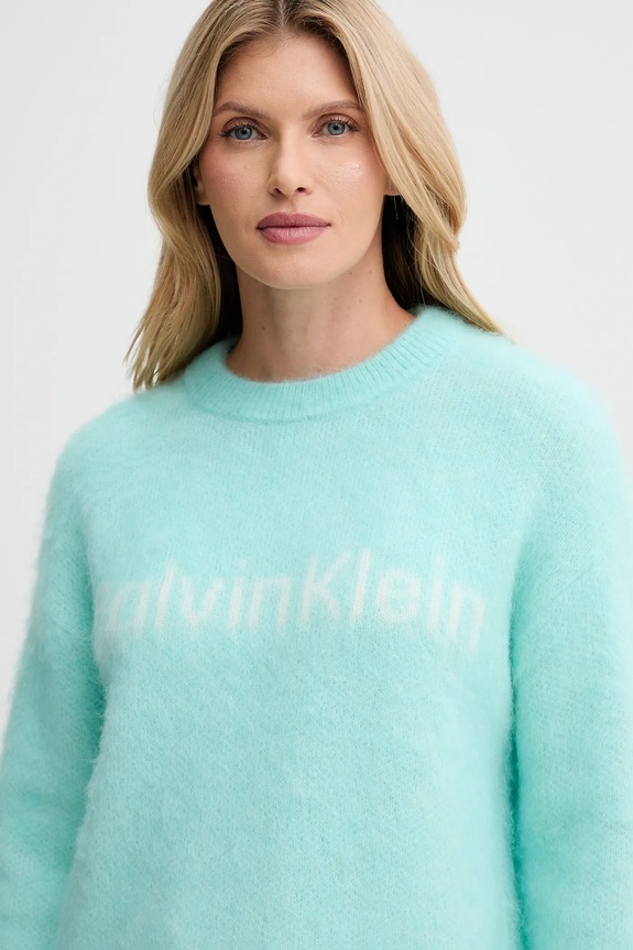Calvin Klein maglione con lana turchese LV044D359G