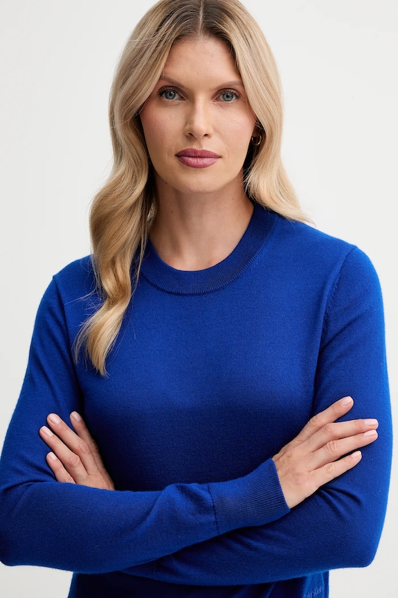 Calvin Klein sweter z dodatkiem wełny niebieski LV044D370G
