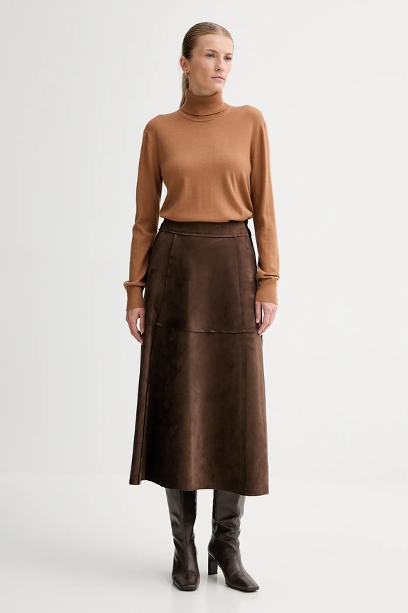 Sveter s prímesou vlny Calvin Klein LV044D371G hnedá AW25