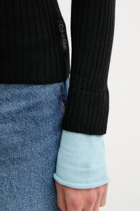 Sveter s prímesou vlny Calvin Klein Jeans LV044D314G čierna