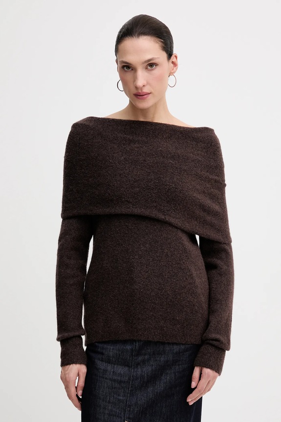 Hoss Intropia pulover din amestec de lână rotund maro 6382056
